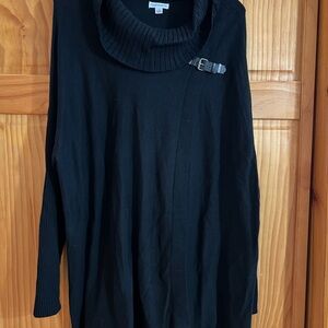 Croft and Barrow Black Cowl Neck Sweater with Buckle Accent